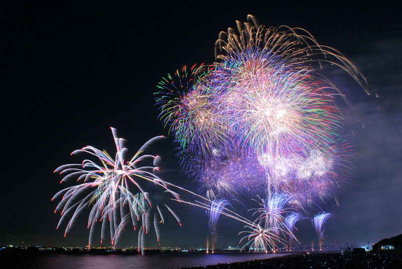 2019年8月に開催された幕張ビーチ花火フェスタ(第41回千葉市民花火大会)=千葉市美浜区