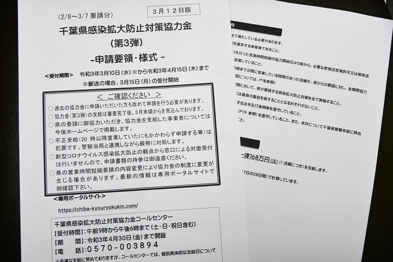 第3弾の協力金の申請書類