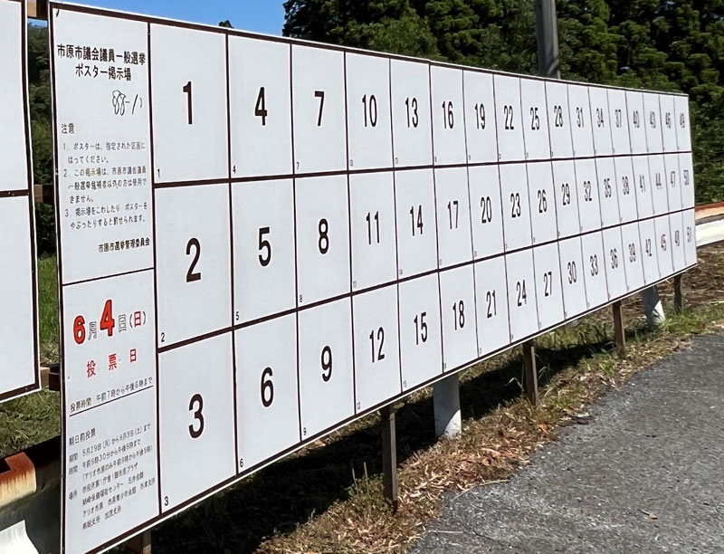 ２８日に告示された市議選の立候補者のポスター掲示場