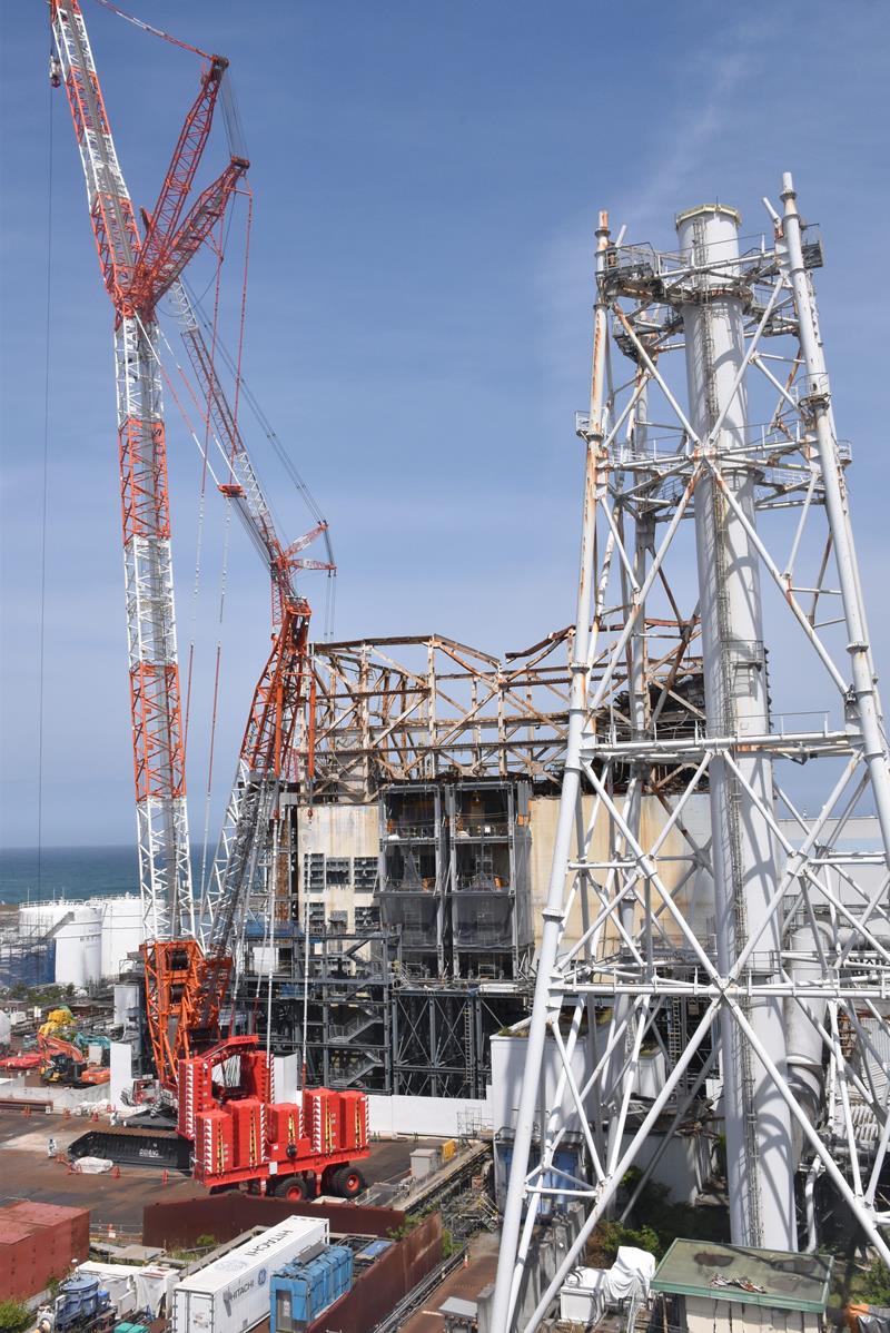 廃炉作業が行われている福島第１原発１号機（代表撮影）