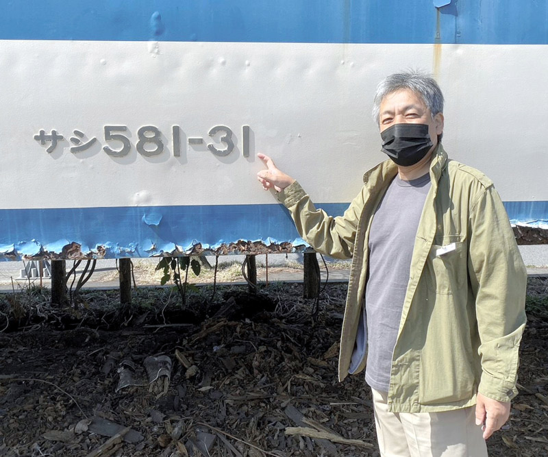 CFを呼びかける583系食堂車保存会の梅原さん