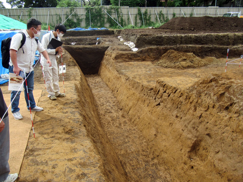 県営住宅の発掘現場を公開した国府台遺跡見学会=昨年9月、市川市