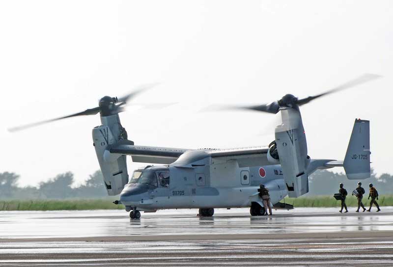 陸上自衛隊木更津駐屯地に暫定配備されている陸自オスプレイ=木更津市(写真と記事は直接関係ありません)