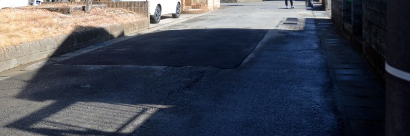 復旧した現場＝１１日昼、大網白里市みずほ台１
