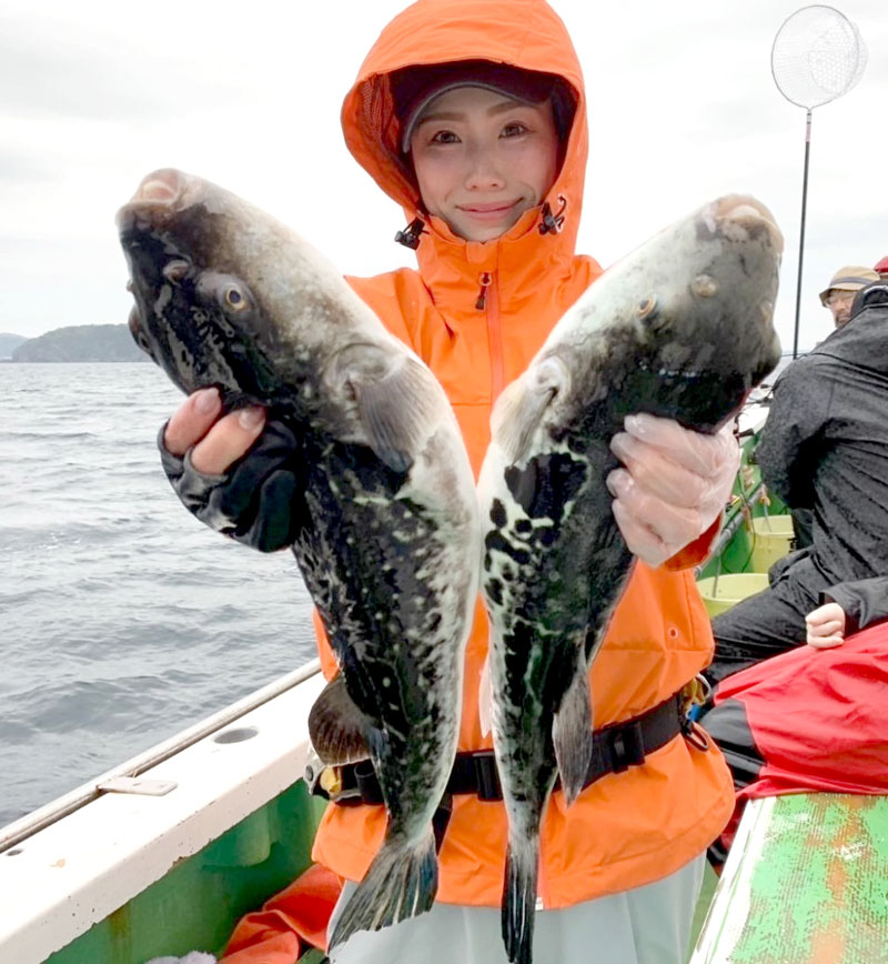 富浦沖で釣り上げたトラフグ（写真は「萬栄丸」提供）
