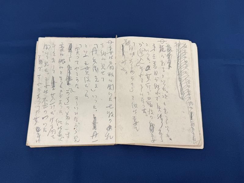 我孫子市内の個人宅から見つかった「暗夜行路」の草稿=27日、同市役所